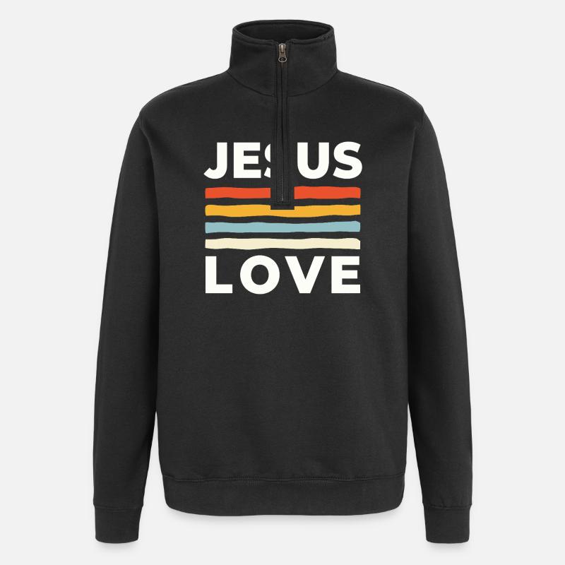Jésus, avec amour Christliche Nächstenliebe - Sweat à zip 1/4 - noir