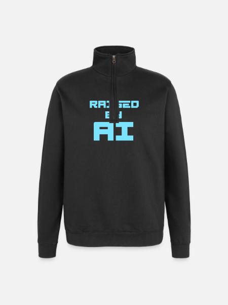 RAISED BY AI - Quarter-Zip-Sweatshirt - Schwarz
