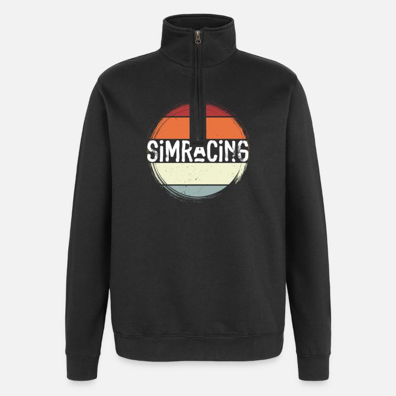 SimRacing Retro Circle Emblem - Quarter-Zip Sweatshirt - black