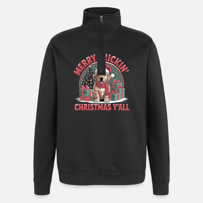 Joyeux Noël À Lustiger Weihnachts - Sweat à zip 1/4 - noir