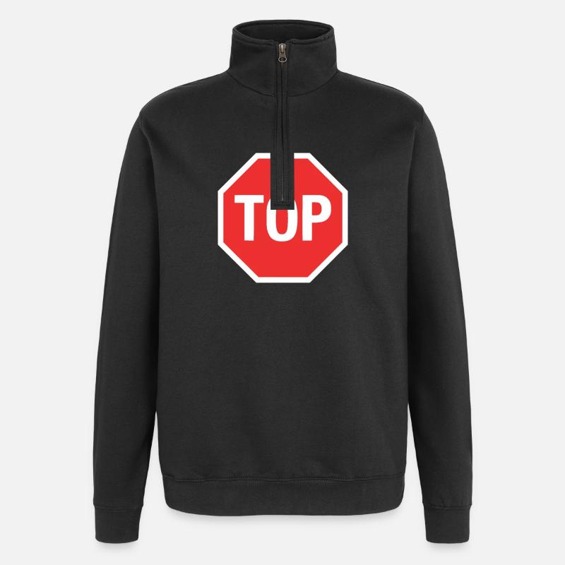 Nach oben! (Stopp) - Quarter-Zip-Sweatshirt - Schwarz