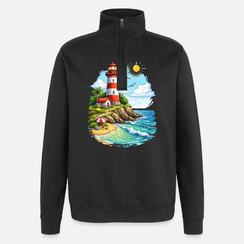 Phare Paradis Côtier - Sweat à zip 1/4 - noir
