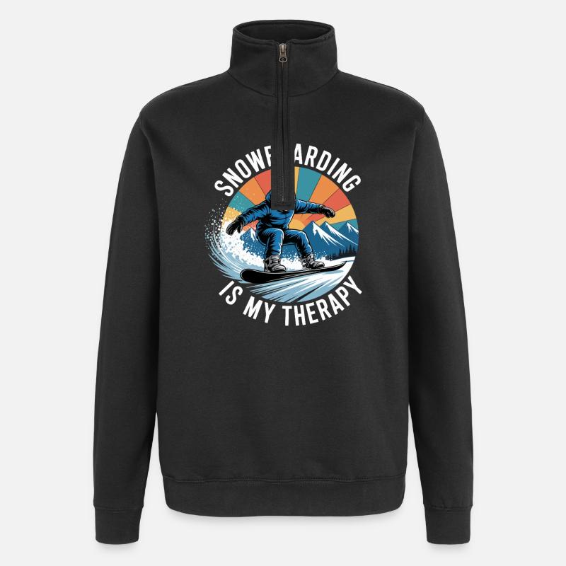 Snowboarding Is My Therapy - Quarter-Zip Sweatshirt - black