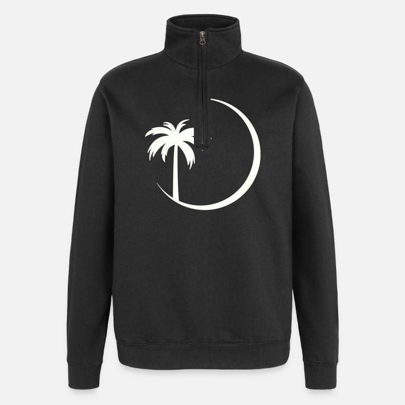Palm Circle Silhouette - Quarter-Zip Sweatshirt - black