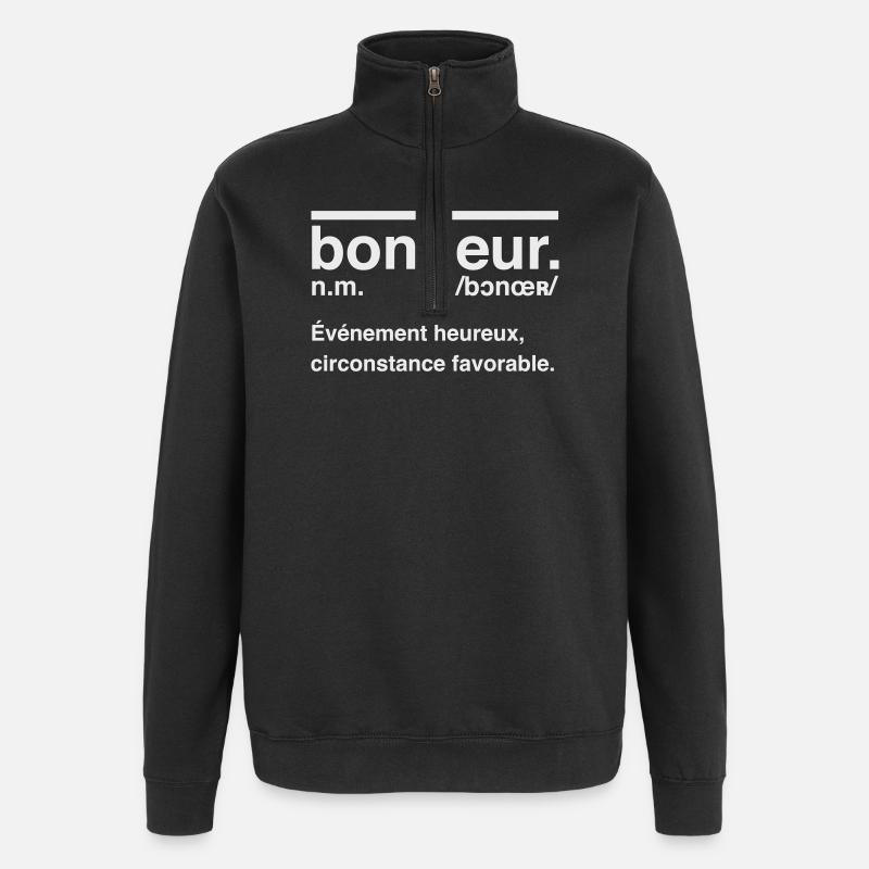 Bonheur Définition Style Dictionnaire - Sweat à zip 1/4 - noir