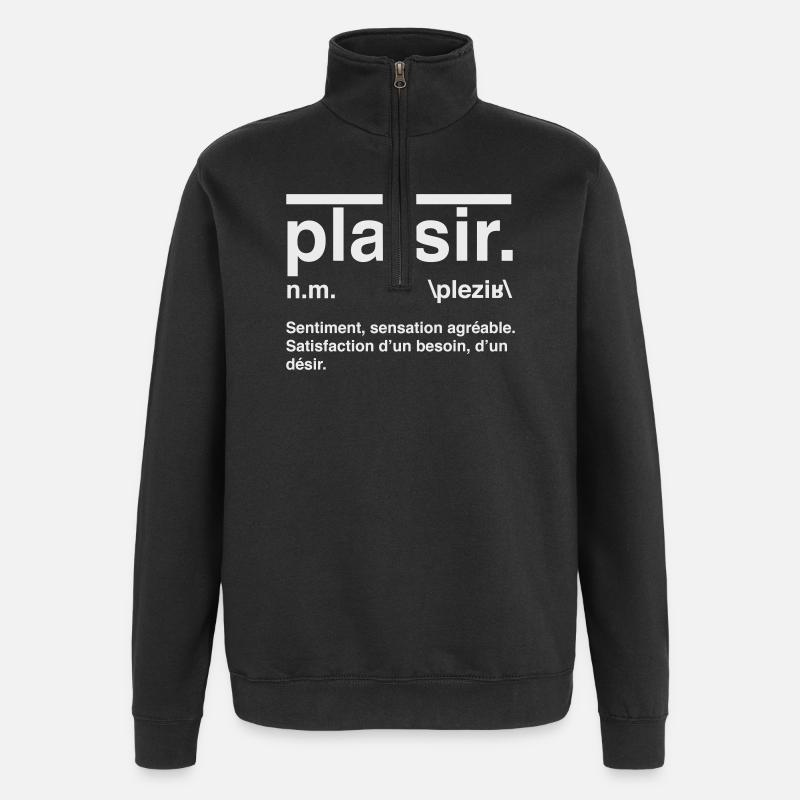 Plaisir Définition Style Dictionnaire - Sweat à zip 1/4 - noir