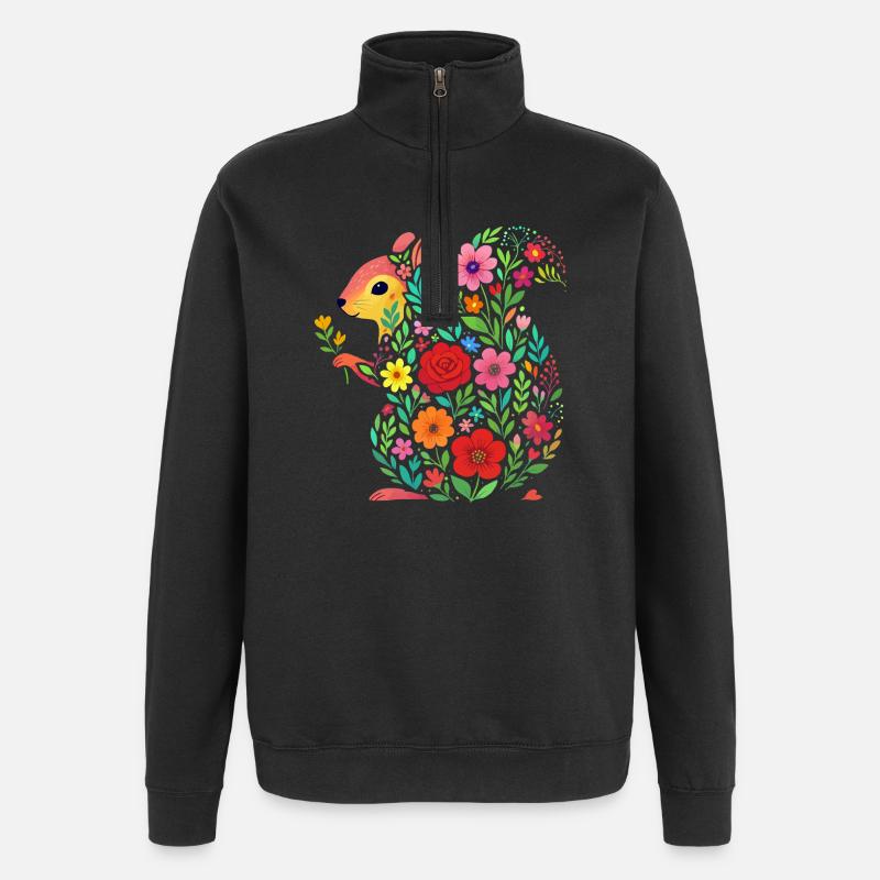 Eichhörnchen - Quarter-Zip-Sweatshirt - Schwarz