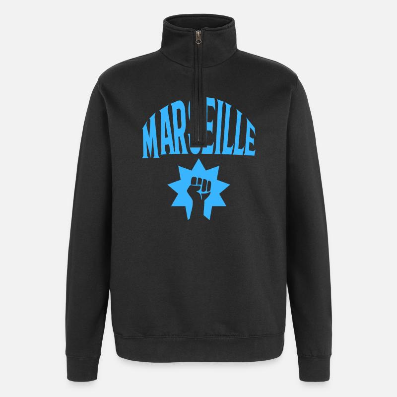 Marseille - Sweat à zip 1/4 - noir