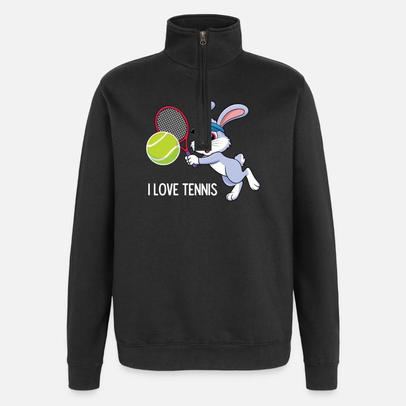 Ich liebe Tennis - Quarter-Zip-Sweatshirt - Schwarz