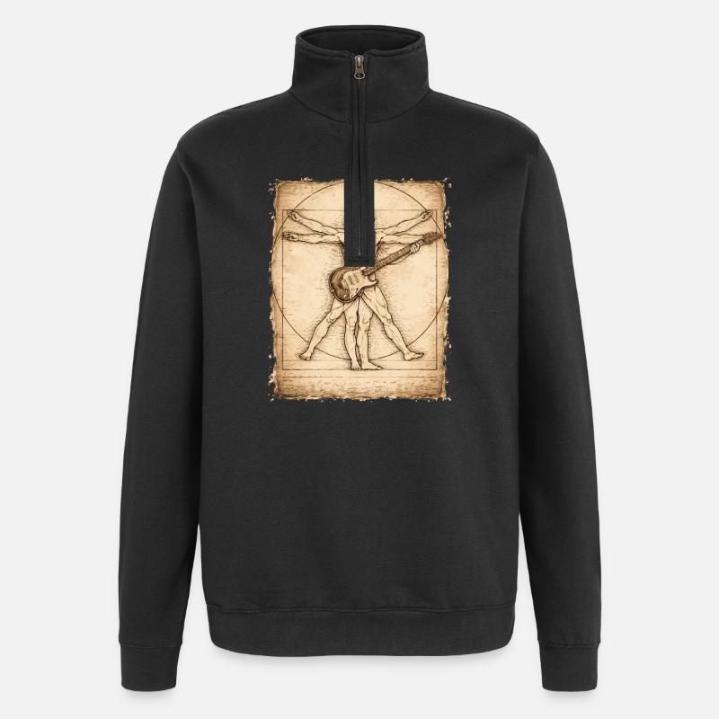Conception du guitariste rockeur Vitruvian - Sweat à zip 1/4 - noir