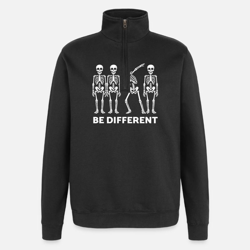 Be Different Skeleton Statement - Quarter-Zip-Sweatshirt - Schwarz