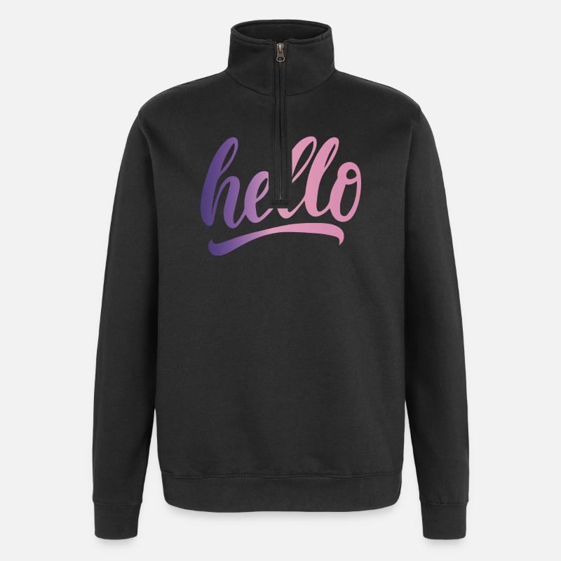 Hello greeting cheerful gradient writing - Quarter-Zip Sweatshirt - black