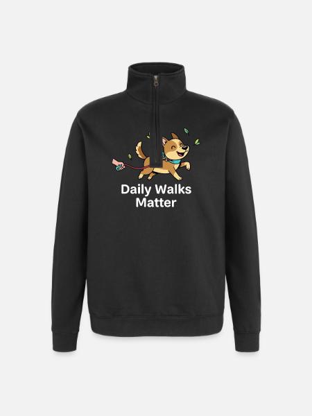 Daily walks count - Quarter-Zip Sweatshirt - black