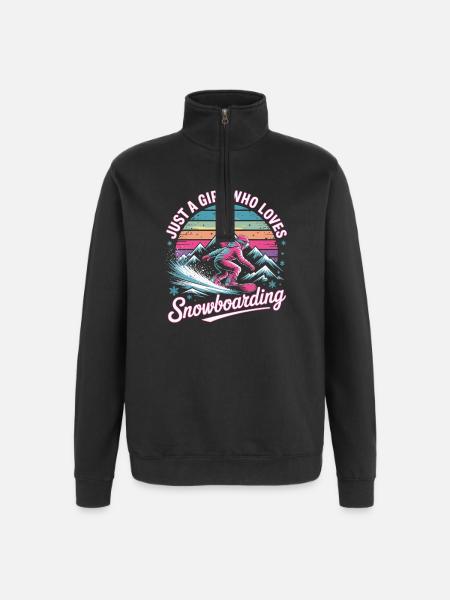 Retro snowboarding: Girl loves the slopes - Quarter-Zip Sweatshirt - black