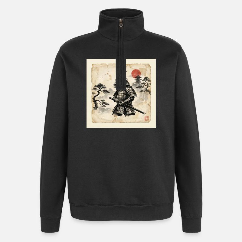 Samouraï guerrier japonais capybara - Sweat à zip 1/4 - noir