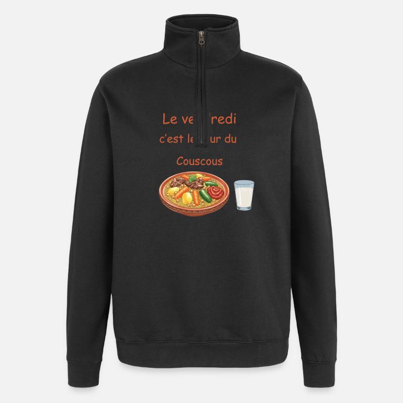 Friday is couscous day - Quarter-Zip Sweatshirt - black