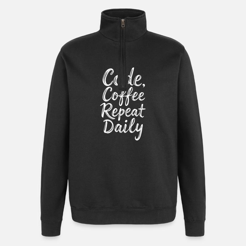 Code Schlaf Debug Wiederholungsprogramm Shirt - Quarter-Zip-Sweatshirt - Schwarz