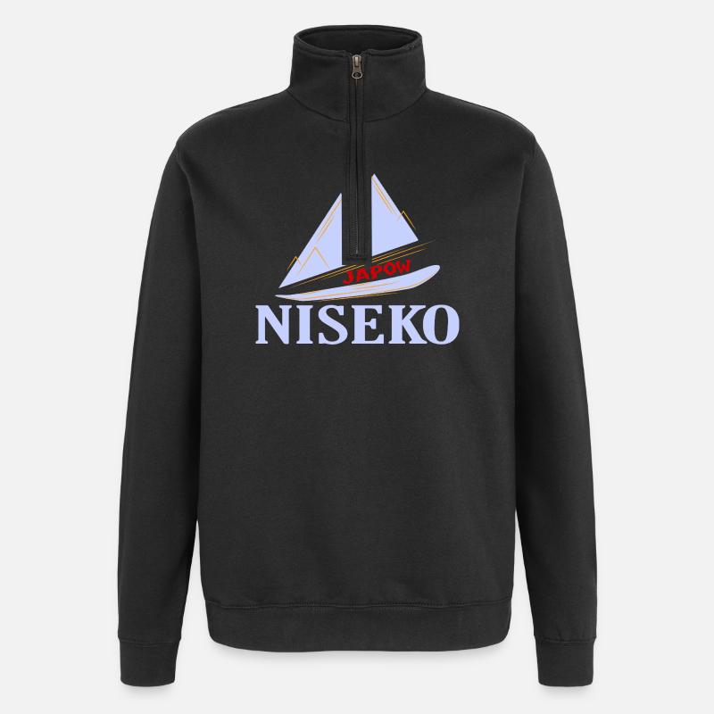 Ski, Snowboard, Niseko - Sweat à zip 1/4 - noir