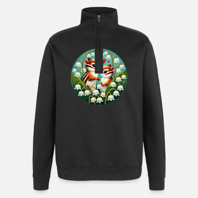 Streifenhörnchen in Lilyvalley Hearts - Quarter-Zip-Sweatshirt - Schwarz