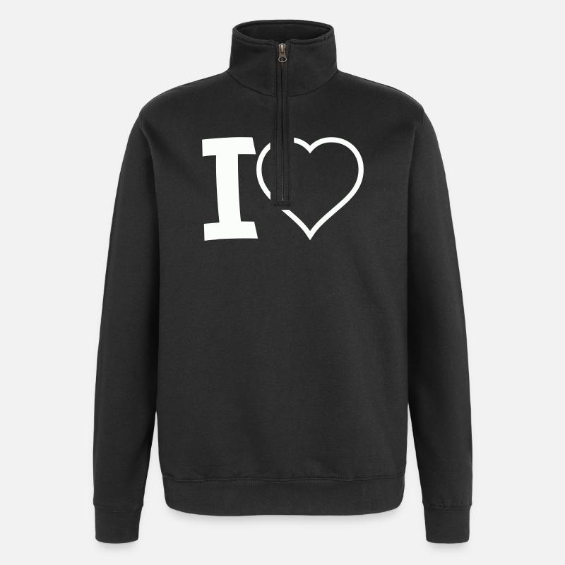 Je cœur - Sweat à zip 1/4 - noir