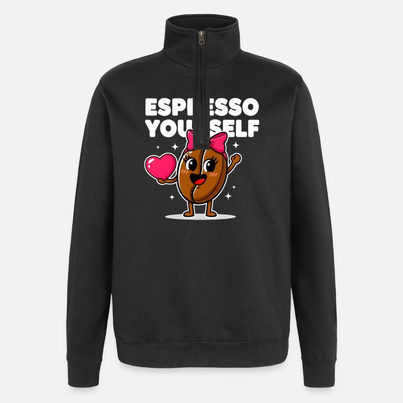 Espresso Yourself Cute Coffee Bean - Quarter-Zip Sweatshirt - black
