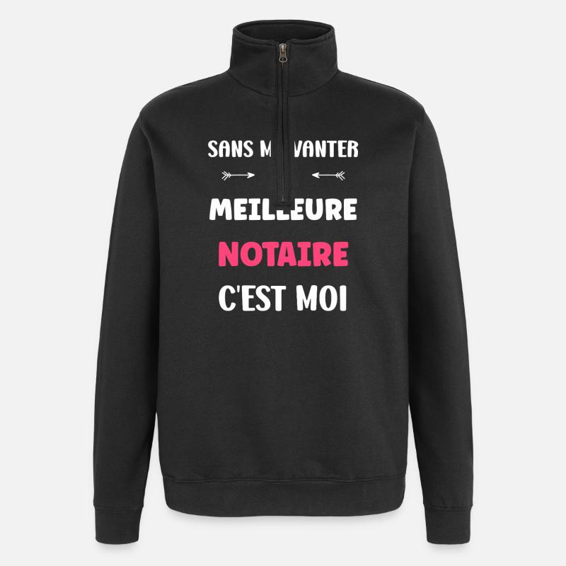 Notaire - Sweat à zip 1/4 - noir