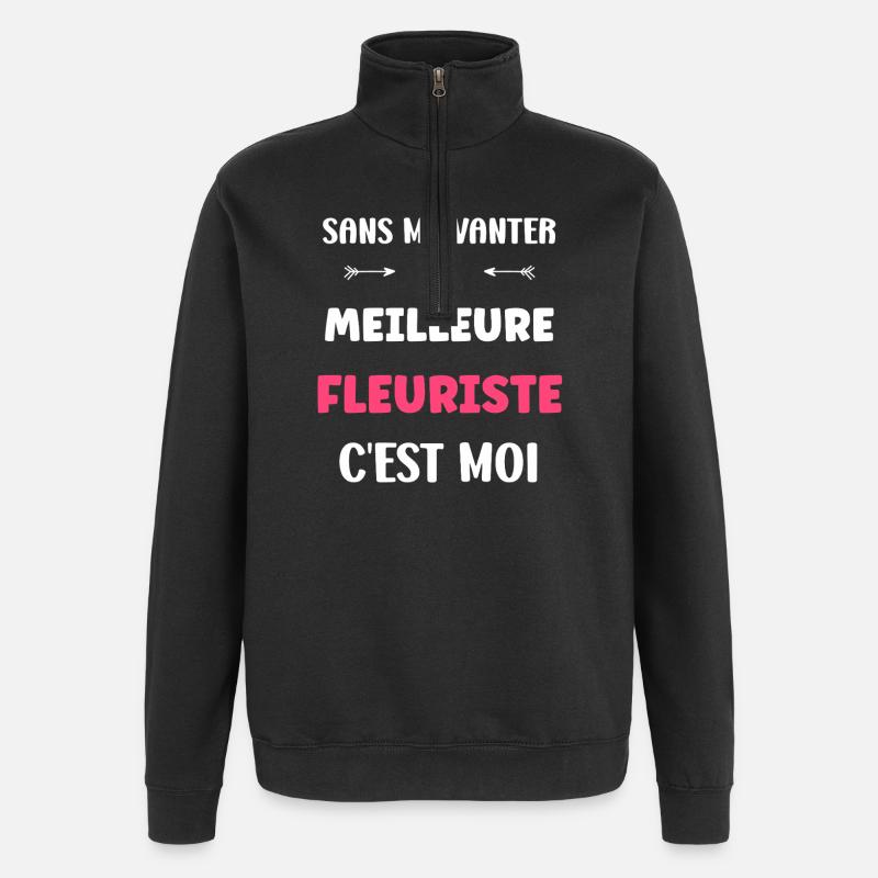 fleuriste - Sweat à zip 1/4 - noir