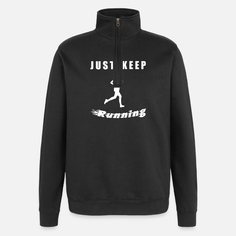 Just Keep Running – Läuferin Silhouette - Quarter-Zip-Sweatshirt - Schwarz