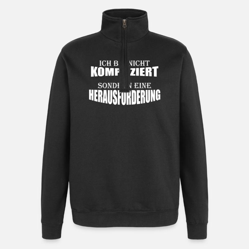 Je ne suis pas compliqué - Sweat à zip 1/4 - noir