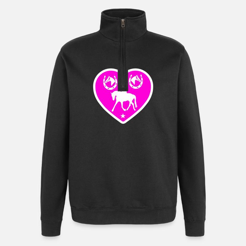 Pferde - Quarter-Zip-Sweatshirt - Schwarz