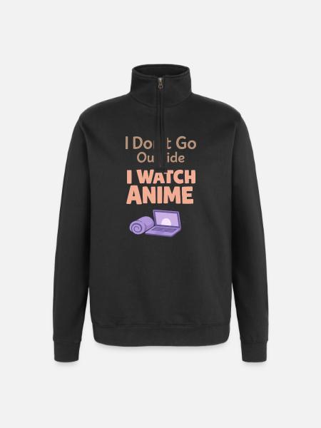 Anime-hausmensch Kuscheliger Weeb - Quarter-Zip-Sweatshirt - Schwarz