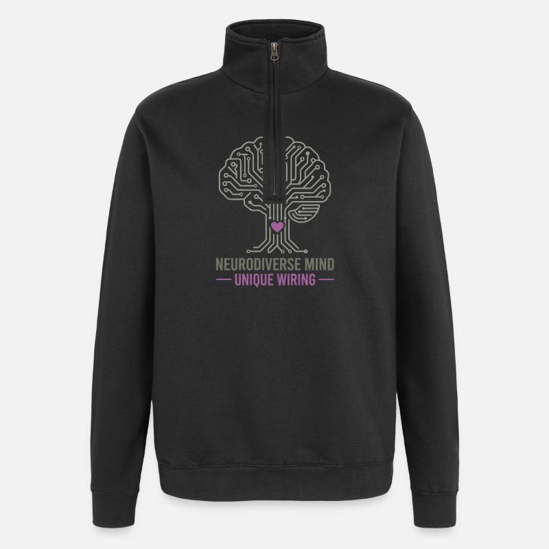 NEURODIVERSE MIND Unique Wiring Awareness  - Sweat à zip 1/4 - noir