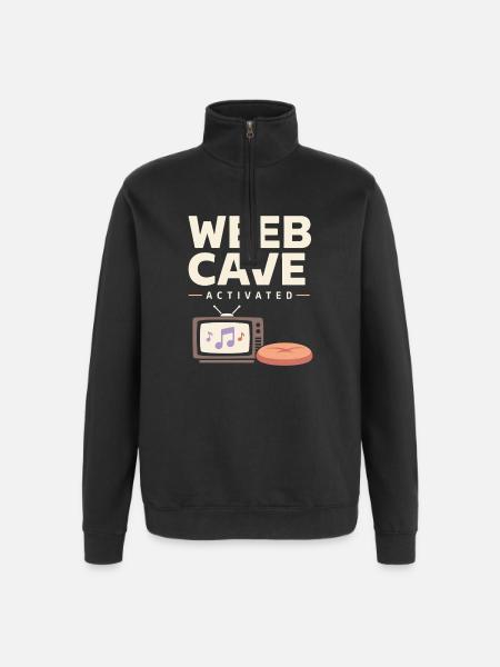 Anime-hausmensch Kuscheliger Weeb - Quarter-Zip-Sweatshirt - Schwarz