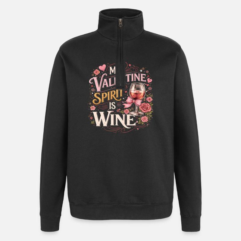 Valentinsgeist ist Wein - Quarter-Zip-Sweatshirt - Schwarz
