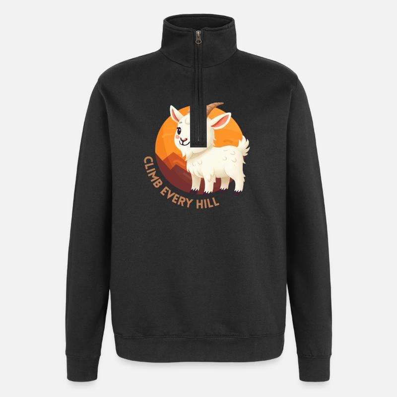 Süße weiße Ziege - Quarter-Zip-Sweatshirt - Schwarz