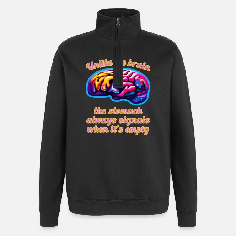Brain & Stomach A - Quarter-Zip Sweatshirt - black