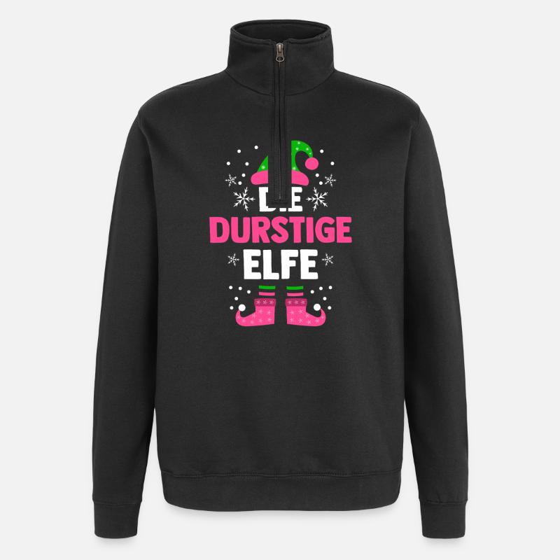 Noël L’Elfe assoiffé - Sweat à zip 1/4 - noir
