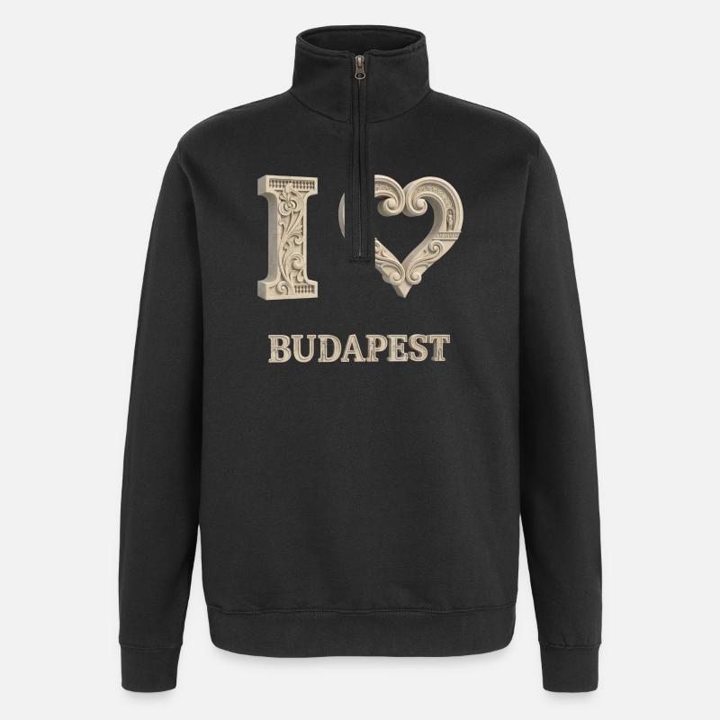 J’adore Budapest – Architecture City Design - Sweat à zip 1/4 - noir