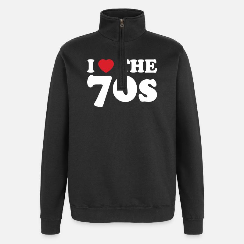 I love retro 70s - Quarter-Zip Sweatshirt - black