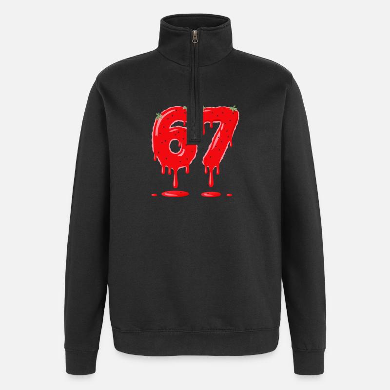 Fraise 67 Valentin Six Sept Mème - Sweat à zip 1/4 - noir