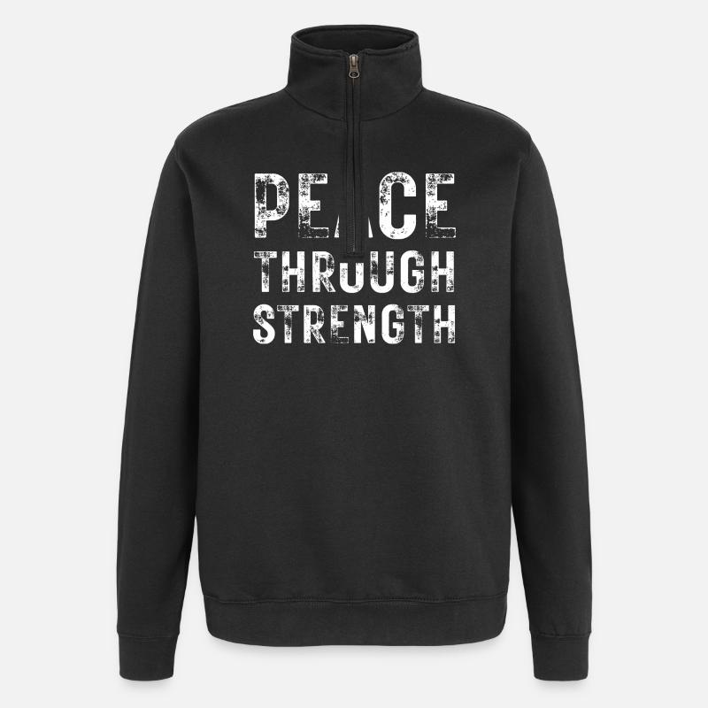 Peace Through Strength  - Quarter-Zip Sweatshirt - black