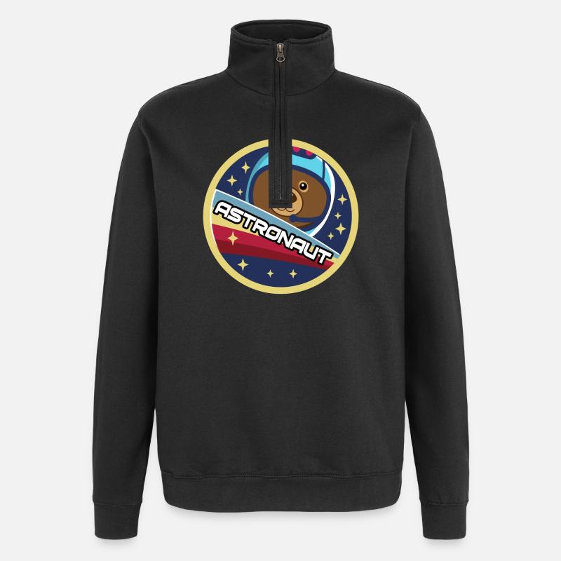 Ours Astronaute | Un Ours Astronaute Cool - Sweat à zip 1/4 - noir
