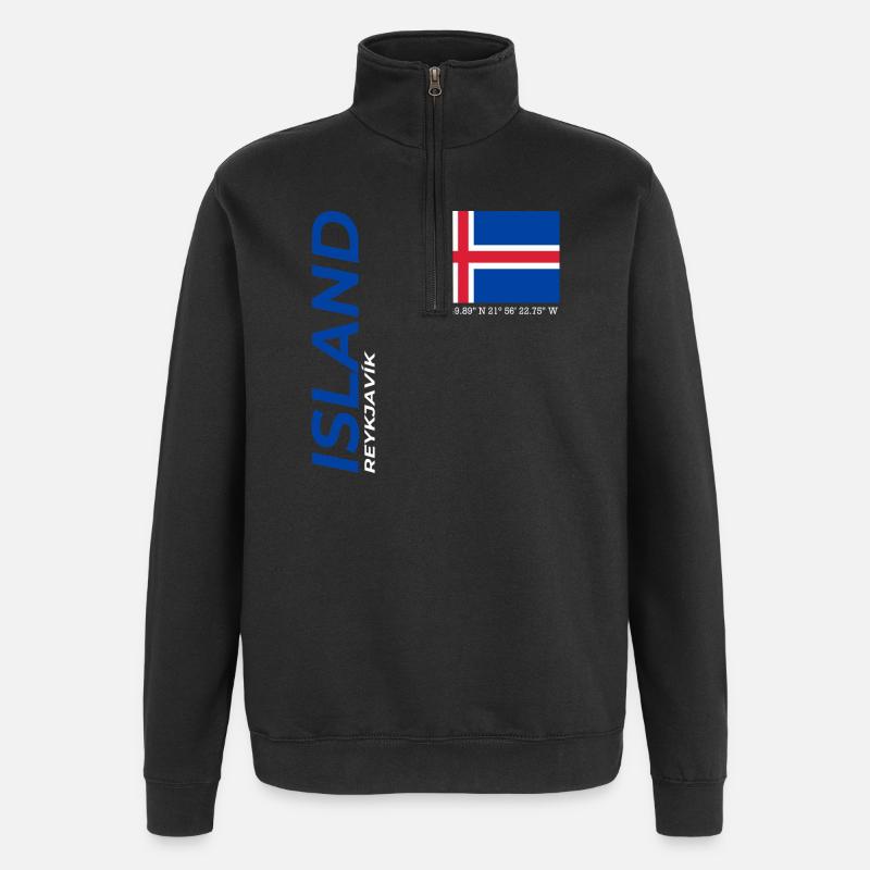 REYKJAVÍK - Sweat à zip 1/4 - noir
