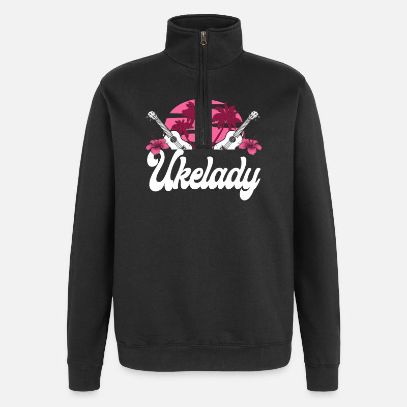 Ukulélé hawaïen Uke Ukelady - Sweat à zip 1/4 - noir