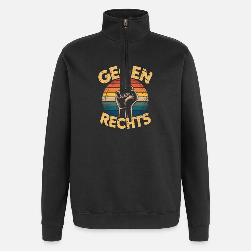 Gegen Rechts - Funny Antifa Spruch - Quarter-Zip-Sweatshirt - Schwarz