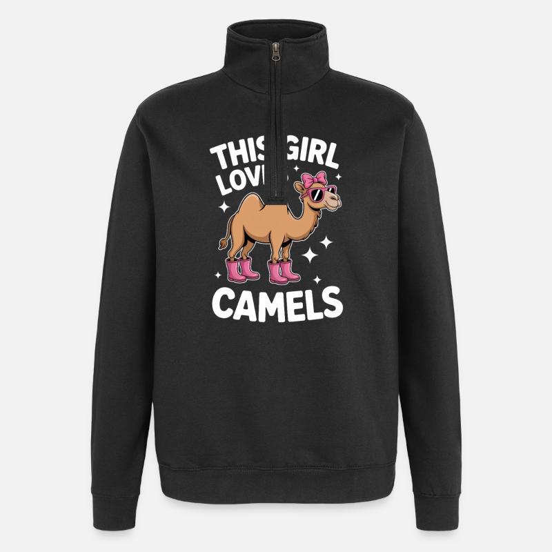 Kamele Spruch Lustiges Kamele Geschenk - Quarter-Zip-Sweatshirt - Schwarz