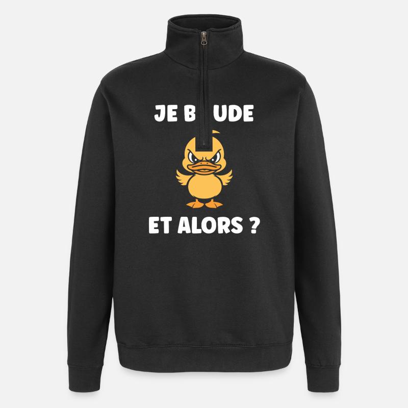 Je Bouge Et Alors ? - Sweat à zip 1/4 - noir