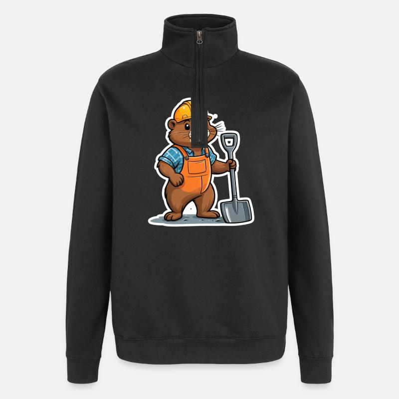 Construction sites Bieber - Quarter-Zip Sweatshirt - black