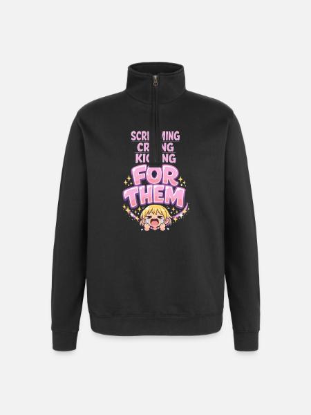 Anime Fangirl Screams Anime Reaction - Quarter-Zip Sweatshirt - black