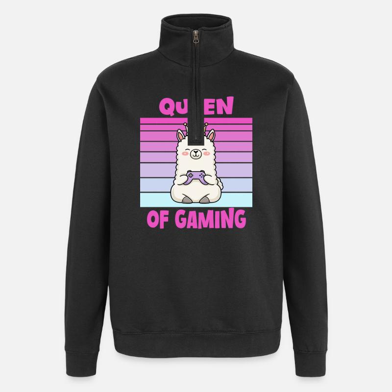 Gameuse reine de lamas - Sweat à zip 1/4 - noir